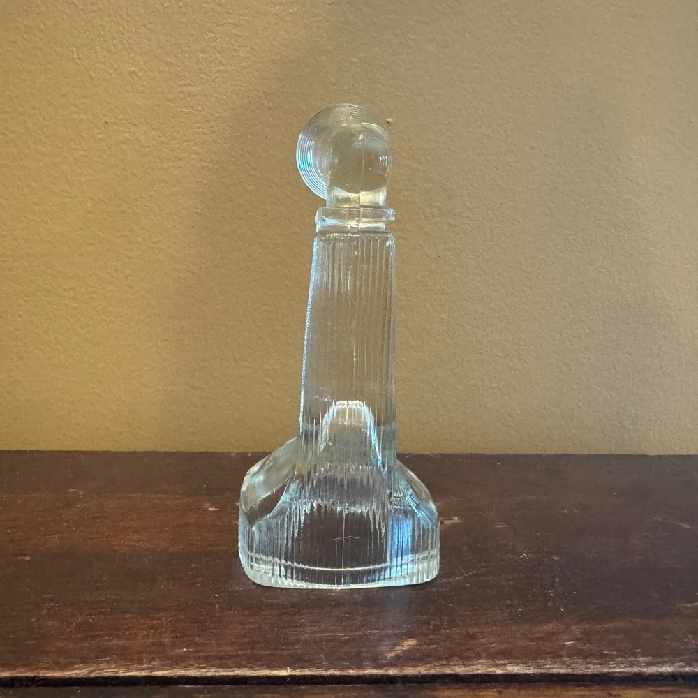 Vintage 1940s Clear Glass Candle Stick Telephone‎ Candy Container Knick Knack